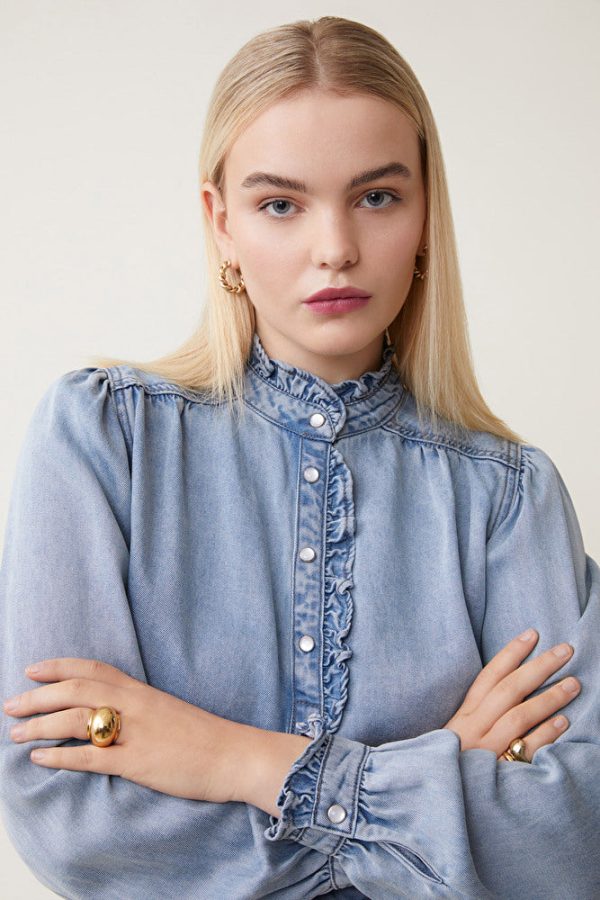 SUNCOO Laure Blouse in Blue Jean Online Sale