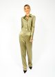 JOSEPH Tova Silk Satin Pant in Dark Olive Hot on Sale