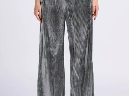 SUNCOO Jill Plisse Trousers in Argent Discount