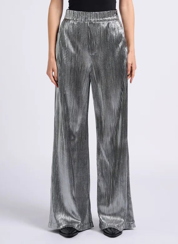 SUNCOO Jill Plisse Trousers in Argent Discount