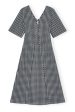 GANNI F9308 Seersucker Check Dress in Egret Hot on Sale