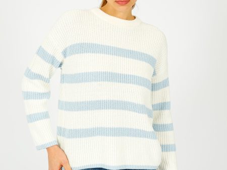 SLF Bloomie LS Stripe Knit in Snow White Online now