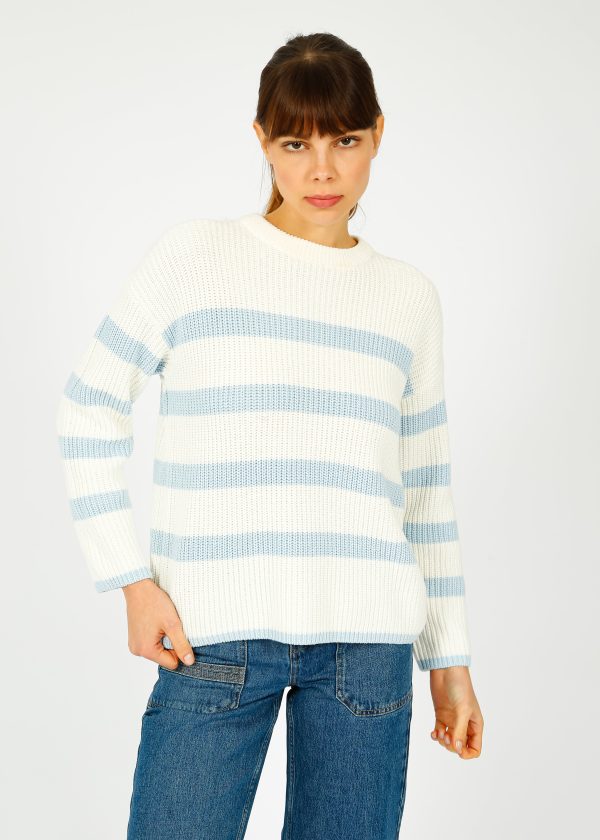 SLF Bloomie LS Stripe Knit in Snow White Online now