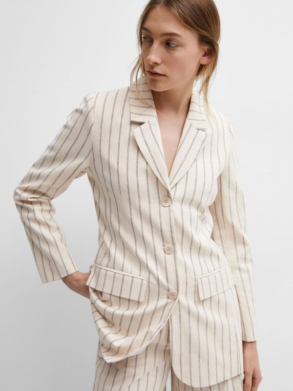 SLF Hilda Fitted Blazer in Pinstripe Sandshell For Discount