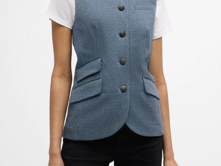 R&B Slade Italian Jacquard Vest in Blue Multi Discount