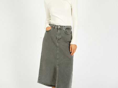 SLF Krista Gerda Denim Skirt in Light Grey Fashion