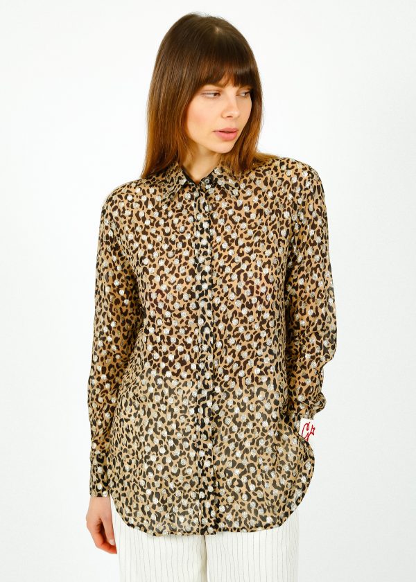 GG Leopard Boyfriend Shirt For Discount