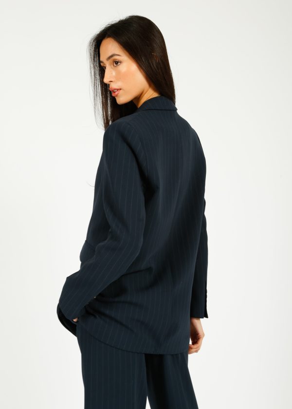 SLF Rita Relaxed Blazer in Dark Sapphire Pin Stripe Supply