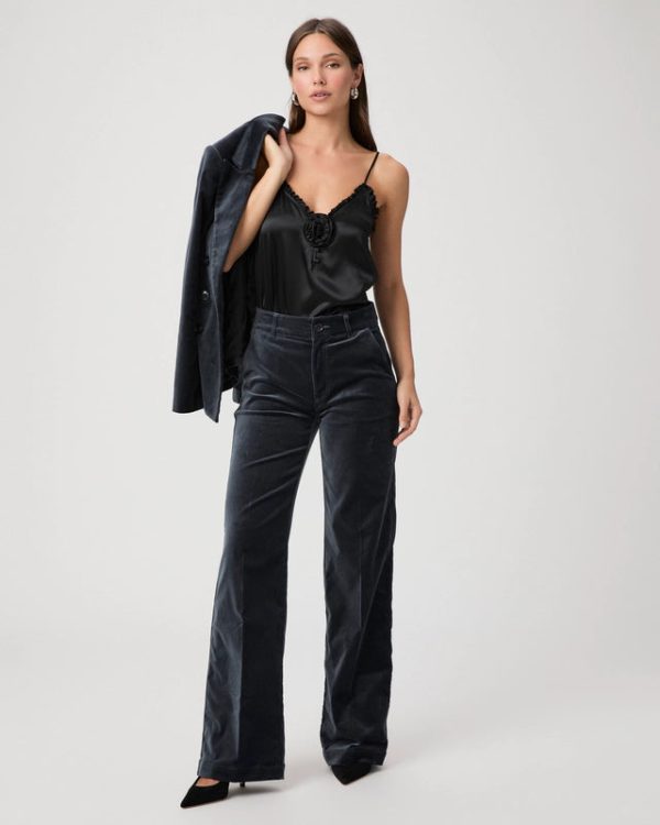 PAIGE Sasha Velvet Trouser in Calico Blue Supply