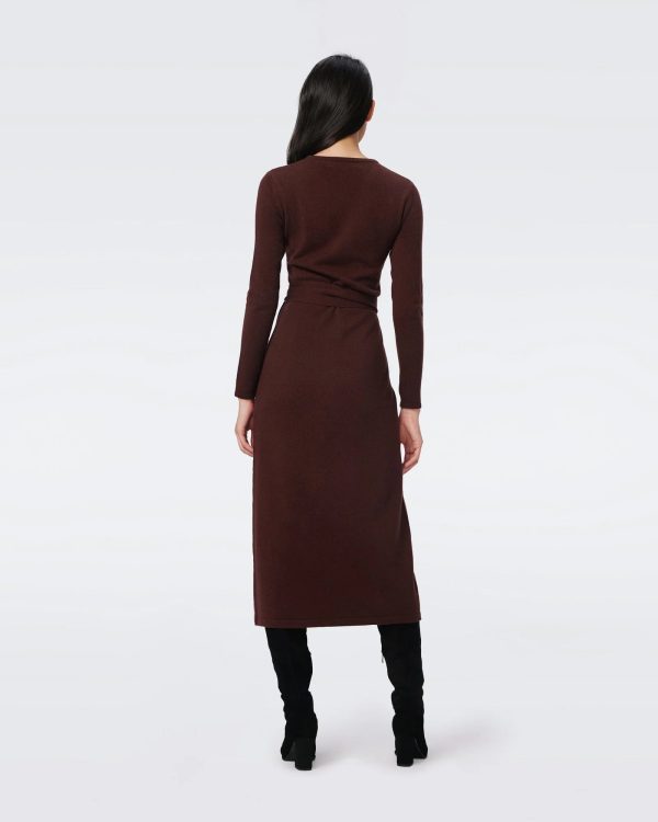 DVF Astrid Dress in Chestnut Brown Online Hot Sale