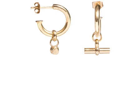 TS Small Gold Hoop T-Bar Earrings Cheap