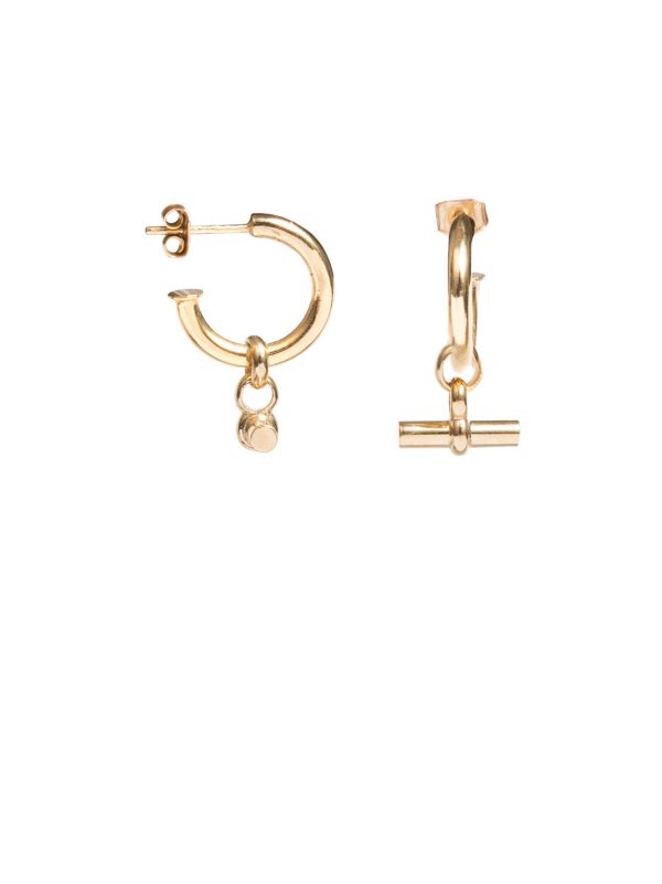 TS Small Gold Hoop T-Bar Earrings Cheap