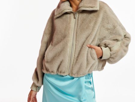 EA Erg Faux Fur Jacket in Sand Bank Sale