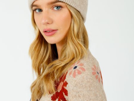 GANNI A5369 Rib Knit Beanie in Brazilian Sands Sale