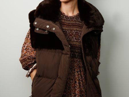 UC 18525 Fur Gilet in Dark Oak on Sale