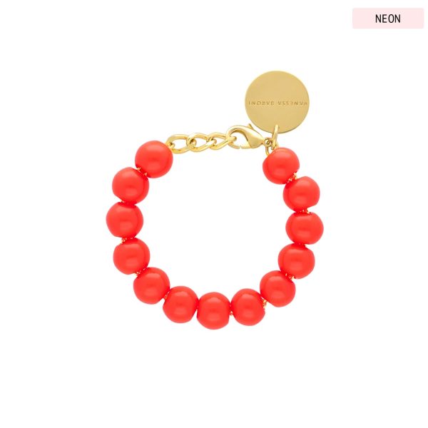 VBARONI Mini Beads Bracelet in Neon coral on Sale