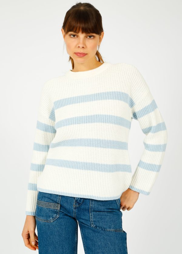 SLF Bloomie LS Stripe Knit in Snow White Online now