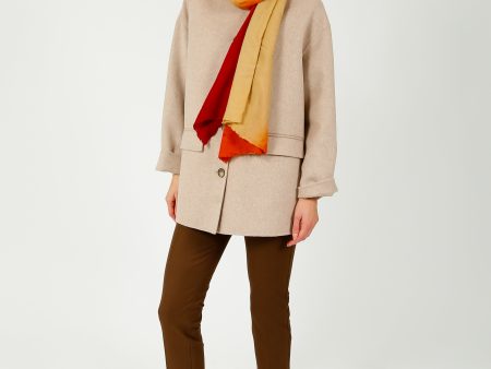 MOISMONT 757 Colour Trim Scarf in Brick For Cheap