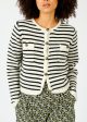 SUNCOO Gabriel Stripe Cardigan in Off White Discount