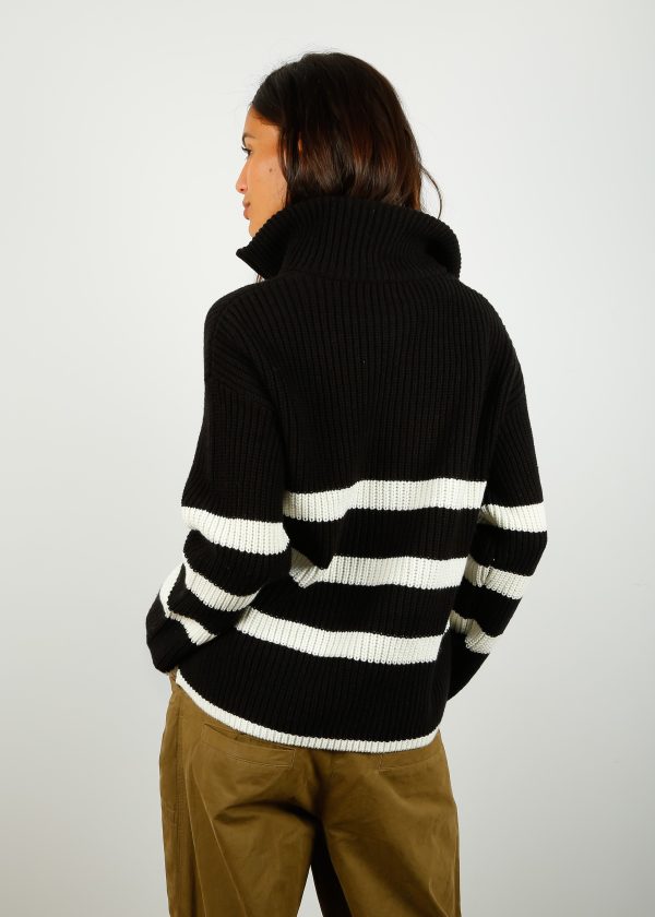 SLF Bloomie Half Zip Knit in Black, Snow White Discount