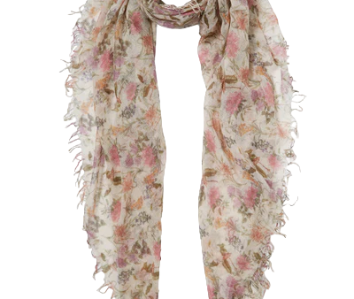 Coconut Milk Floral  - Cashmere and Silk Scarf For Discount