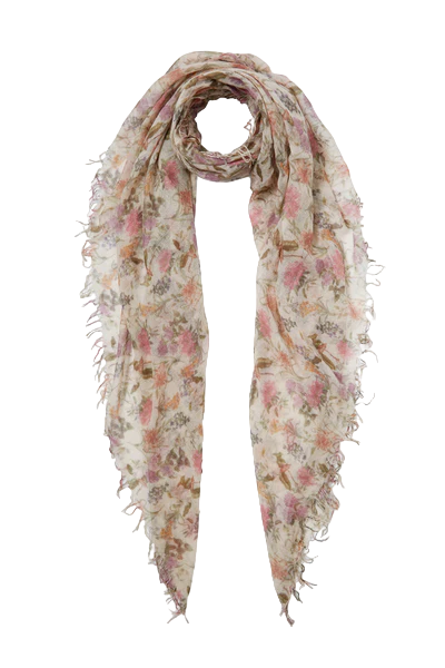 Coconut Milk Floral  - Cashmere and Silk Scarf For Discount