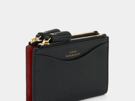 AH Small Double Zip Wallet with Peeping Eyes in Black Fashion