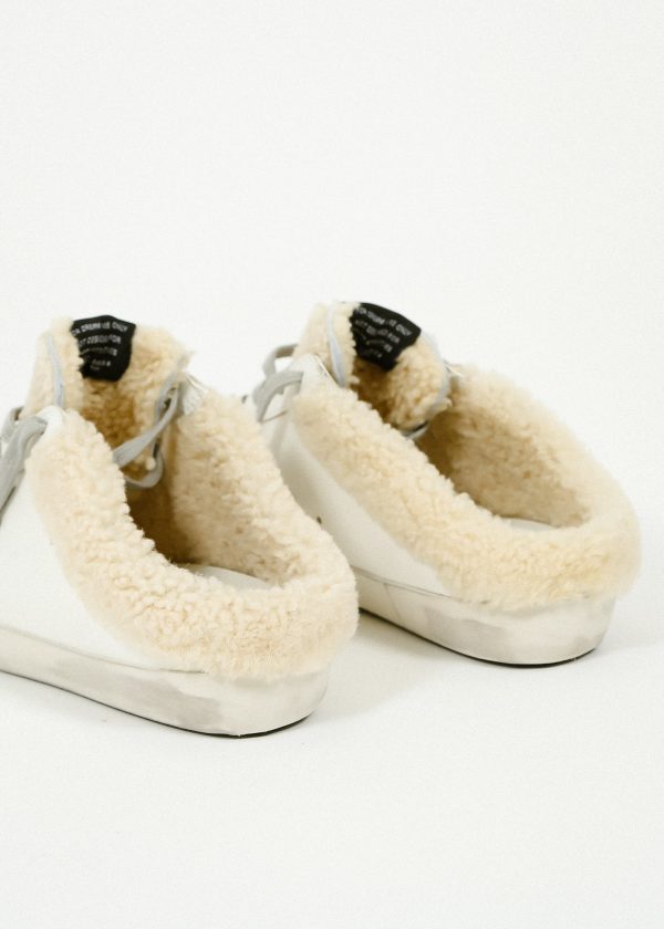 GG Super Star Sabot Shearling in White, Silver, Beige Cheap