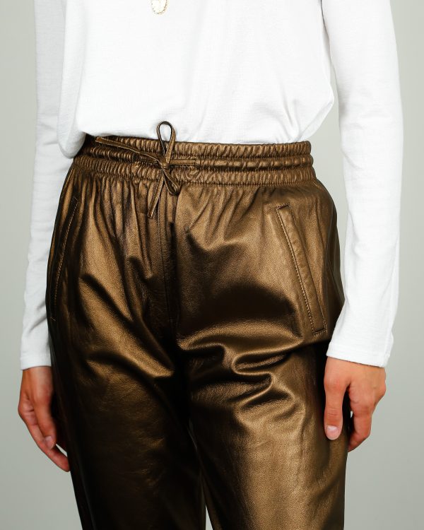 OW Gift Leather Trousers in Metallic For Cheap