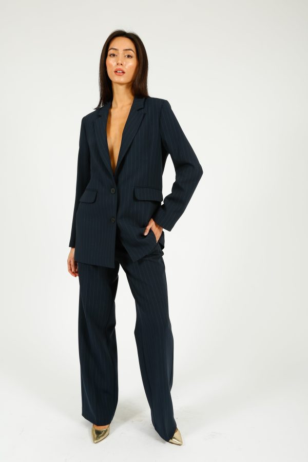 SLF Rita Wide Pant in Dark Sapphire Pin Stripe For Sale