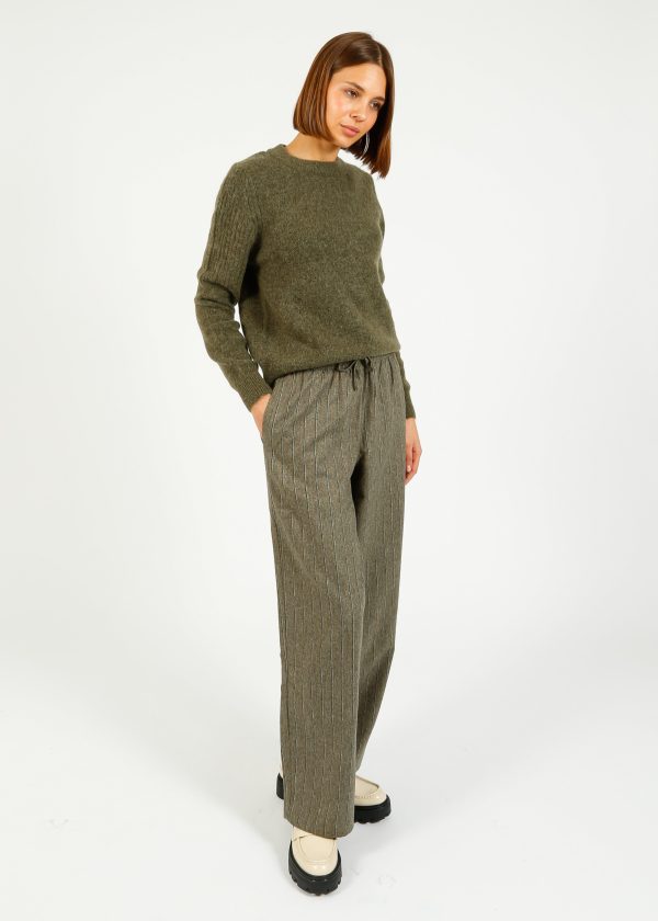 AV Dirow Trousers in Taupe Stripe For Sale