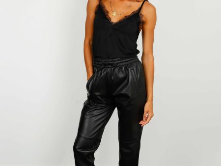 OW Gift Leather Trousers in Black Discount