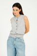 C-RUSH Stevie Button Up Tank in Fluffy Grey Online