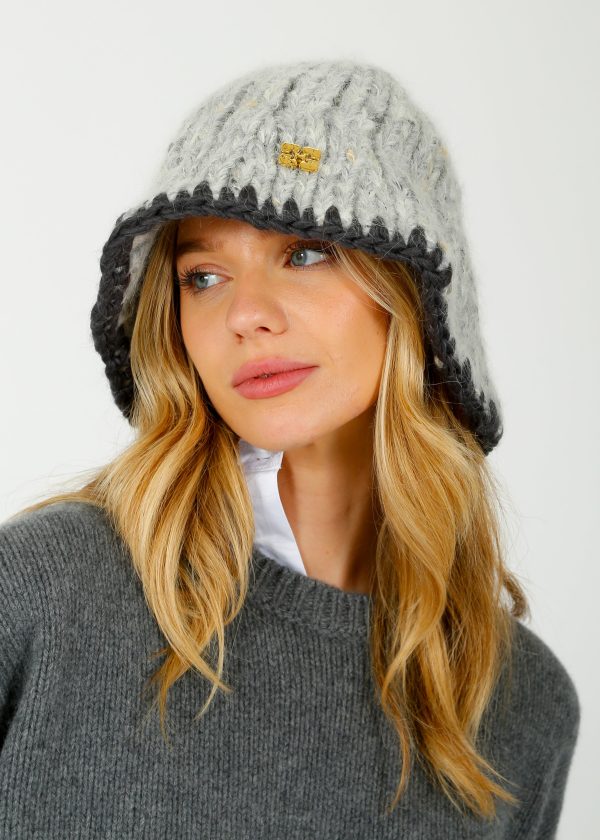 GANNI A6304 Chunky Marled Handknit Bucket Hat Sale