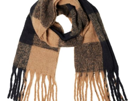 SLF Tally Checked Scarf in Toasted Coconut Cheap