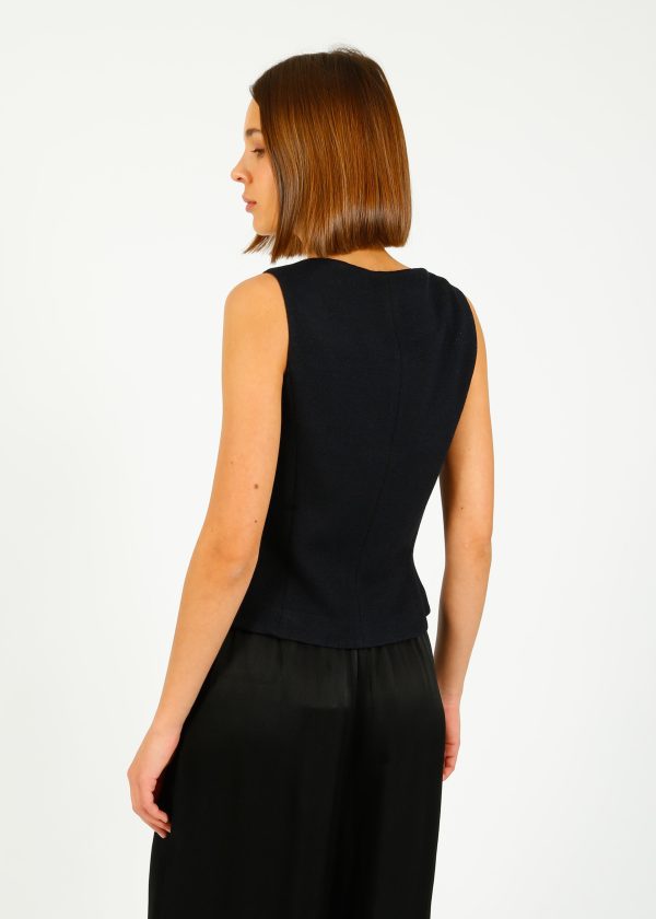 R&B Mariana Textured Vest in Navy Hot on Sale