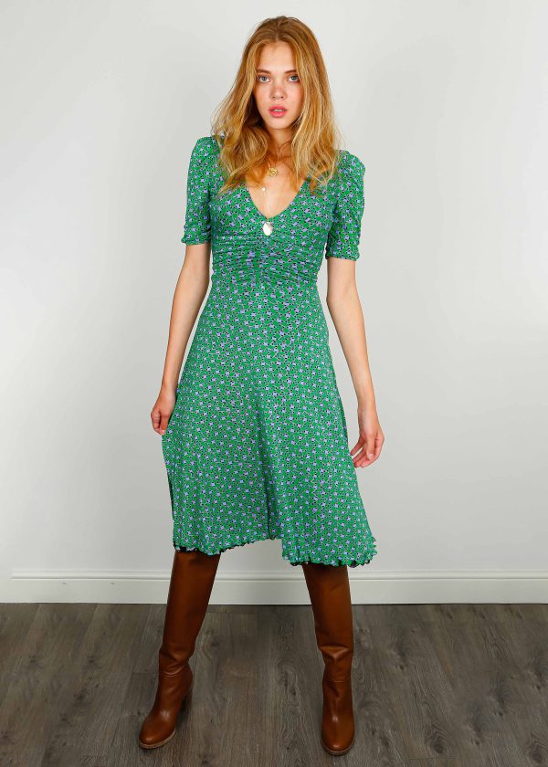 DVF Koren Reversible Dress in Dots Blossom, Venice Geo Online now