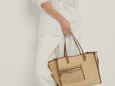 AH Pocket Tote in Natural Raffia on Sale