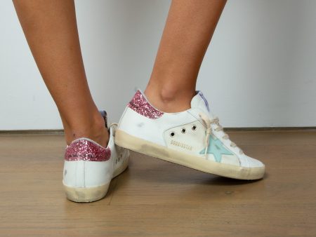 GG Super Star in Beige White, Aqua, with Pink Glitter Heel Sale