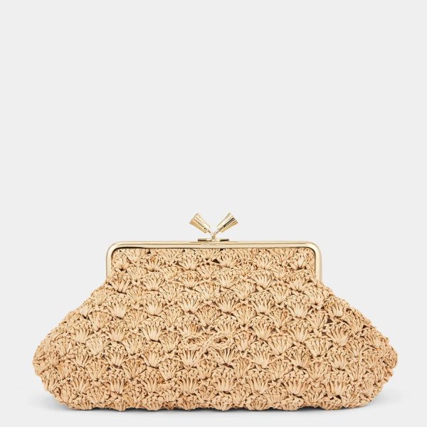 AH Large Maud Clutch Bow in Raffia For Discount