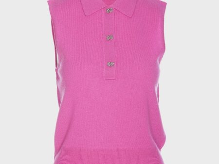 GANNI K2059 Cashmere SL Polo in Cone Flower Sale