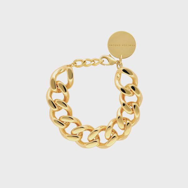 VBARONI Mini Flat Chain Bracelet in Gold Supply