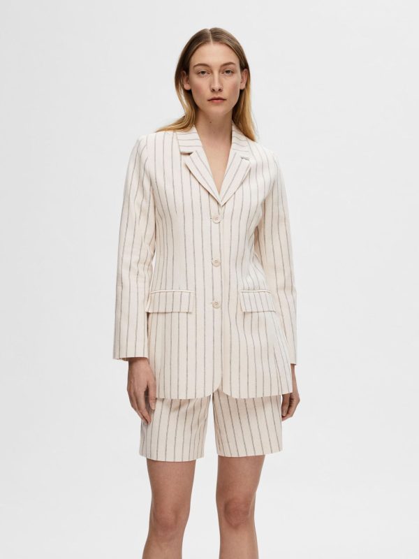 SLF Hilda Fitted Blazer in Pinstripe Sandshell For Discount