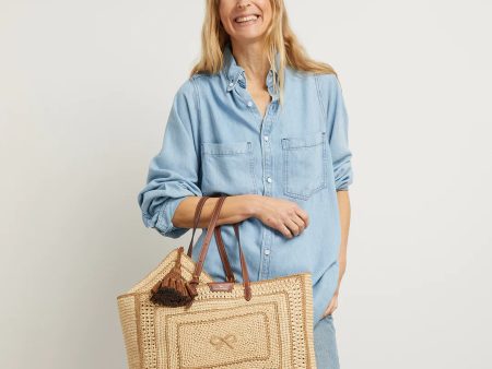 AH E W Bow Tote in Raffia Cheap