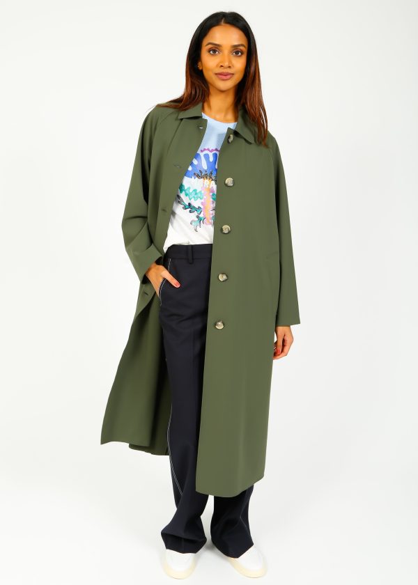 HW Oversized Raglan Scuba Coat in Moss Online Hot Sale