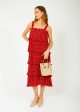 GANNI F8868 Pleated Georgette Flounce Dress in Racing Red Supply