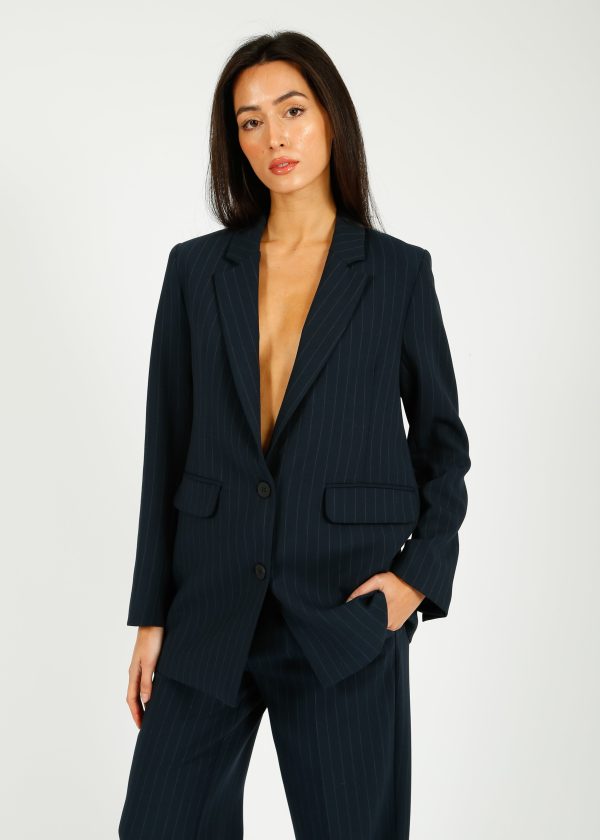 SLF Rita Relaxed Blazer in Dark Sapphire Pin Stripe Supply