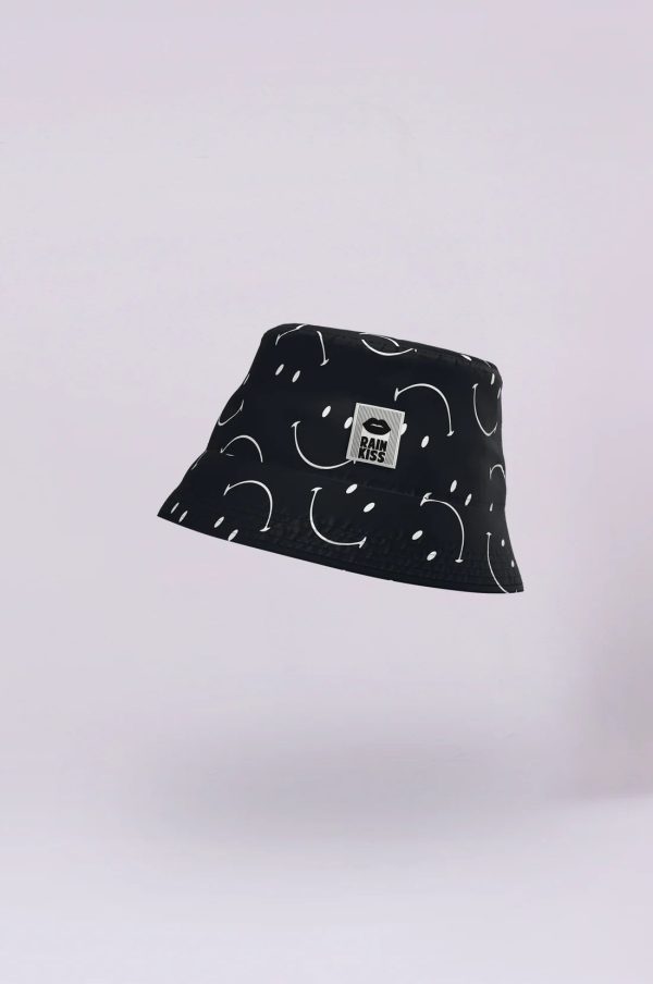 RK Classic Smiley Bucket Hat in Black Hot on Sale