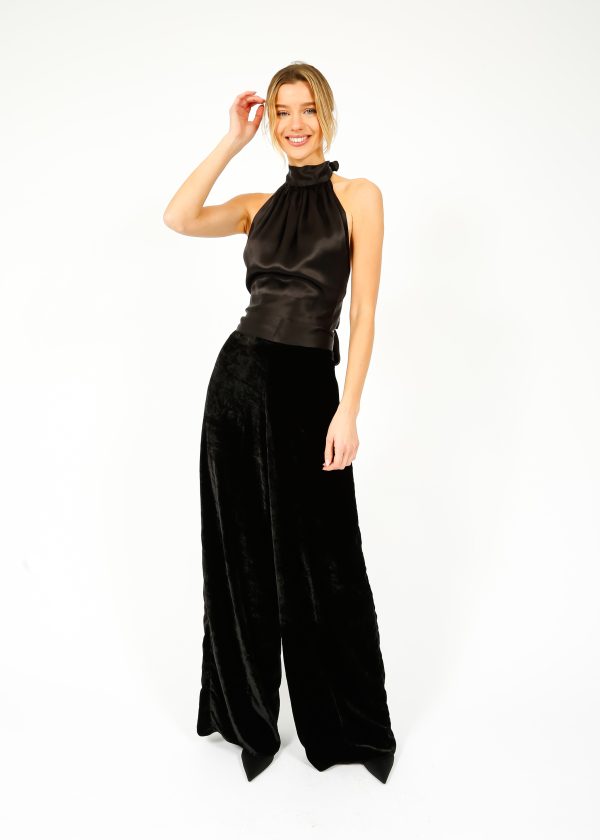 HARMUR Velvet Palazzos in Black Fashion