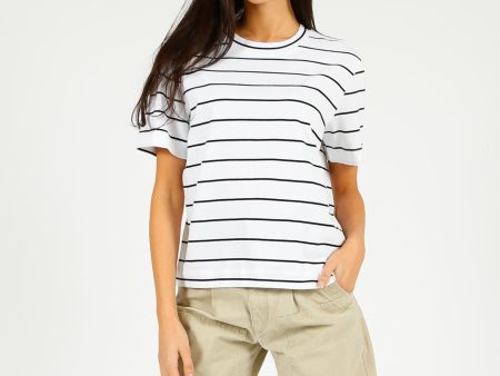 SLF Essential SS Boxy Striped Tee in Black, White Sale